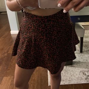 Zara Red & Green Flower Print A-Line Skort NEW!! 👗😍🤗